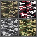 Set of camouflage seamless patterns background. Classic clothing style masking camo repeat print. Green,brown,black Royalty Free Stock Photo