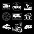 Set of camp labels and logo graphics, stamp, print, icon