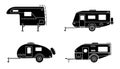 Set of camper trailer. Camping trailers for travel.