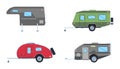 Set of camper trailer. Camping trailers for travel.