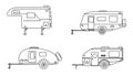 Set of camper trailer. Camping trailers for travel.