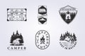 set of camper van badges vector illustration design for logo, print, apparel, shirt, patch, tee, icon, label. various of