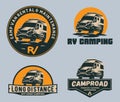 Set of camper van logo, emblems and badges.