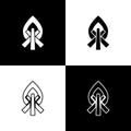 Set Campfire icon isolated on black and white background. Burning bonfire with wood. Vector Illustration Royalty Free Stock Photo
