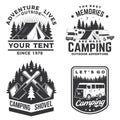 Set of camping badges, patches. Vector illustration. Concept for shirt or logo, print, stamp or tee. Vintage typography Royalty Free Stock Photo