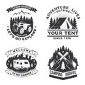 Set of camping badges, patches. Vector illustration. Concept for shirt or logo, print, stamp or tee Vintage typography Royalty Free Stock Photo