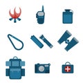 Set of camping equipment icons. Royalty Free Stock Photo