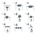 Set of camping equipment pictograms