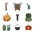 Set of camping objects