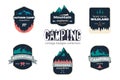 Set of camping outdoor adventure and mountain badge logo, emblem, label design
