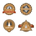 Set of camping and outdoor adventure stickers logo badges labels Royalty Free Stock Photo