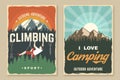 Set of camping poster, banner. Vector. Concept for shirt or logo, print, stamp or tee. Vintage typography design with Royalty Free Stock Photo