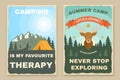 Set of camping retro posters. Vector illustration. Concept for shirt or logo, print, stamp or tee. Vintage typography Royalty Free Stock Photo