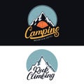 Set of Camping and Rock Climbing vintage colored logos, emblems, labels, badges.