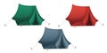 Set of camping tents in different colors. Camping tents insulated on white background.