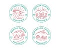Set of camping vector line logo, badges.