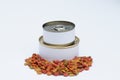 A set of can and dried cats/dogs food with label ready for new graphic design Royalty Free Stock Photo