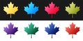 Set Canadian maple leaf icon isolated on black and white background. Canada symbol maple leaf. Vector Royalty Free Stock Photo