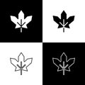 Set Canadian maple leaf icon isolated on black and white background. Canada symbol maple leaf. Vector Royalty Free Stock Photo