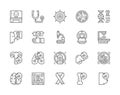 Set of Cancer and Chemotherapy Line Icons. Oncology, Sarcoma, Leukemia and more. Royalty Free Stock Photo