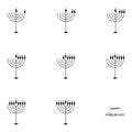 Set of candelabrums with 9 branches named Menorah in Hebrew