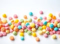 Set of candies and sweets in different colours with top view. Royalty Free Stock Photo