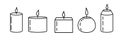 Set of candle icons on white background. Isolated aromatic candles whith flame. Vector illustration in flat style