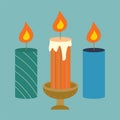 A set of candles, a candlestick. Color vector illustration