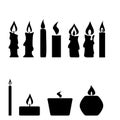 Set of candles isolated on white background,