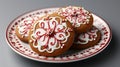 Set of Candy cane and Gingerbread man cookie biscuit.