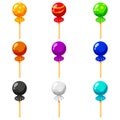 Set of Candy on a stick isometric 3d sweet. Lollipop caramel vector Royalty Free Stock Photo