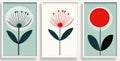 A set of canvases with an abstract flower. Plant art design