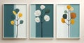 A set of canvases with an abstract flower. Plant art design