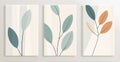 A set of canvases with an abstract foliage. Plant art design