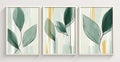 A set of canvases with an abstract foliage. Plant art design