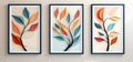 A set of canvases with leaf patterns. Plant art design Royalty Free Stock Photo