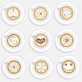 Set of cappuchino coffee cups