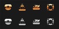 Set Captain hat, Cruise ship, Sinking cruise and Lifebuoy icon. Vector