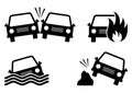 Set of car accident icons. Vector illustration Royalty Free Stock Photo