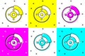 Set Car brake disk with caliper icon isolated on color background. Vector Royalty Free Stock Photo