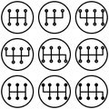 Set of car gear shifting lever icons