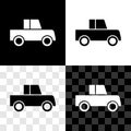 Set Car icon isolated on black and white, transparent background. Front view. Vector Royalty Free Stock Photo