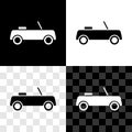 Set Car icon isolated on black and white, transparent background. Front view. Vector Royalty Free Stock Photo