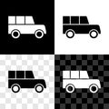 Set Car icon isolated on black and white, transparent background. Front view. Vector Royalty Free Stock Photo