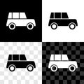 Set Car icon isolated on black and white, transparent background. Front view. Vector Royalty Free Stock Photo