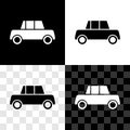 Set Car icon isolated on black and white, transparent background. Front view. Vector Royalty Free Stock Photo