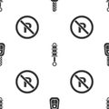 Set Car key with remote, Shock absorber and No Parking or stopping on seamless pattern. Vector