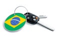 Set of car keys with keyring and country flag. Concept for car p
