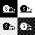 Set Car rental icon isolated on black and white, transparent background. Rent a car sign. Key with car. Concept for Royalty Free Stock Photo