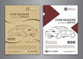 A5, A4 set car repair service business layout templates, automobile magazine cover. Auto repair shop business catalogue cover.